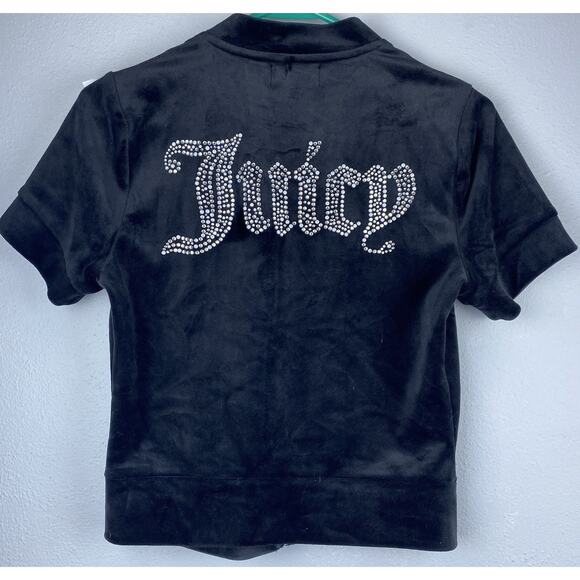 Juicy Couture Dresses & Skirts - 2 Pc Juicy Couture Sz S Black Velour Y2K Full Zip SS Top Pull On Twirl Skirt Seq